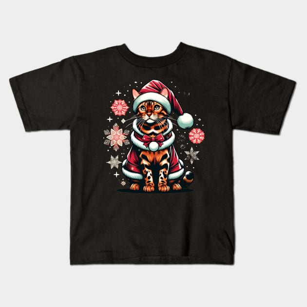 Bengal Cat Christmas Kids T-Shirt by Graceful Designs